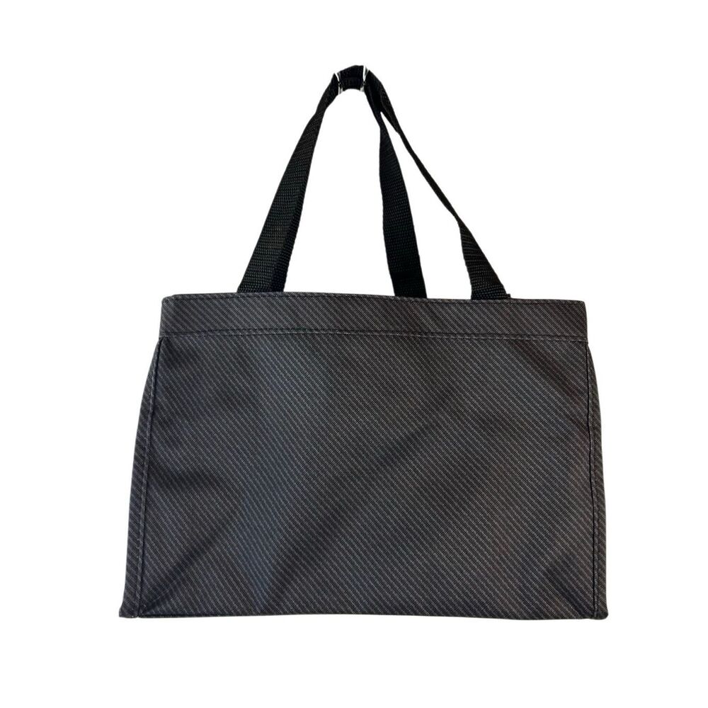 Thirty-one 31 xxi mini organizer tote black gray stripes 2 side pockets 11.5"x8"